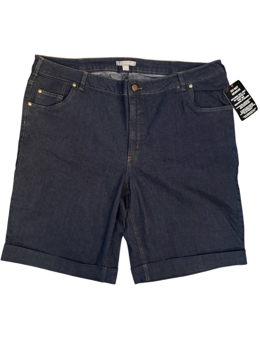 Woman Within Dark Wash High Rise Bermuda Jean Shorts NWT
